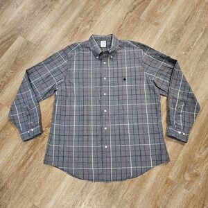 Brooks Brothers Shirt Mens XL Grey Tattersall Plaid Regent Fit Button Down 1818